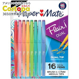 yAJtFAzy[p[Cg tAfAtFg`bvy 16F Paper Mate Flair DUAL Felt Tip Pens, Brush and Medium Tips, Assorted Colors, 16 County񂹏izy킹Ĕz