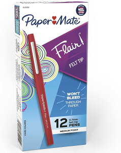 【アメリカフェア】ペーパーメイト フレアフェルトチップペン レッド 12本入り Paper Mate Flair Felt Tip Pens, Medium Point (0.7mm), Red, 12 Count【お取り寄せ商品】【合わせて買いたい】