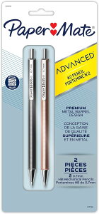 【アメリカフェア】ペーパーメイト アドバンスドシャープペンシル 0.7mm グレー ローズゴールド Paper Mate Advanced Mechanical Pencils 0.7mm, 2 Pencils,Gun Metal Gray and Rose Gold, 2 Count【お取り寄せ商品】【合