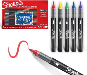 yAJtFAzV[s[ NGCeBuAN}[J[ uV`bv 5F Sharpie Creative Acrylic Markers, Assorted Colors, Brush Tip, Water-Based, 5 Count Sety񂹏izy킹Ĕ
