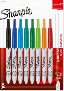 yAJtFAzV[s[ gN^u}[J[ ɍ 8F SHARPIE Retractable Permanent Markers, Ultra Fine Point, Assorted Colors, 8 County񂹏izy킹Ĕz