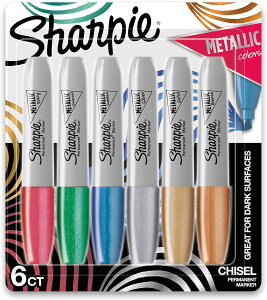 【アメリカフェア】シャーピー メタリックパーマネントマーカー チズルチップ 6色入り SHARPIE Metallic Permanent Markers, Chisel Tip, Assorted Colors, 6 Count【お取り寄せ商品】【合わせて買いたい】