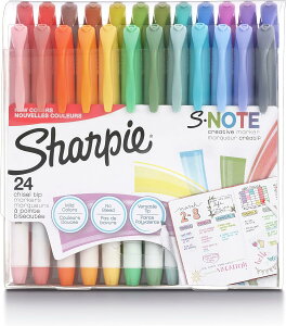 yAJtFAzV[s[ Sm[gNGCeBu}[J[ pXenCC^[ 24F SHARPIE S-Note Creative Markers, Pastel Highlighters, Chisel Tip, 24 County񂹏izy킹Ĕ