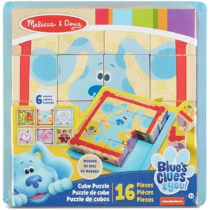 �����b�T���_�O �u���[�Y�E�N���[�Y�����[�I �ؐ��L���[�u�p�Y�� 16�s�[�X Melissa & Doug Blue's Clues & You! Wooden Cube Puzzle (16 Pieces) �y�����񂹏��i�z