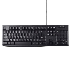 �o�b�t�@���[ BUFFALO USB�ڑ� �L���X�^���_�[�h�L�[�{�[�hUS English�z�� �u���b�N BSKBU108ENBK�yWindows/PS4�Ή��z