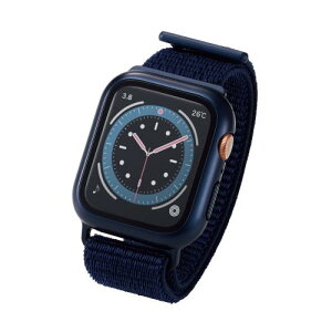 �G���R�� Apple Watch (�A�b�v���E�H�b�`) �P�[�X �J�o�[ �o���h��̌^ 44mm [Apple Watch SE2 SE 6 5 4 �Ή�] �S�ʕی� �K���X �t�@�u���b�N���n �l�C�r�[ AW-20MBCFBNV