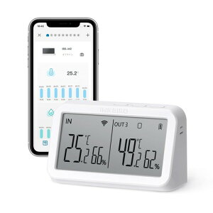 INKBIRD Wi-Fi�n�u ���x���x�Z���T�[ �A�v���ŉ����x�Ǘ� WiFi�Q�[�g�E�F�C ��^LCD��� ��p�A�v�� INKBIRD���C�����X/Bluetooth�����x�v�ƘA�g �������x���x���j�^�[ IBS-M2
