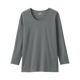 無印良品 婦人 あったか綿 厚手 Uネック八分袖Tシャツ レディース FCD16A5A ミディアムグレー 婦人S
