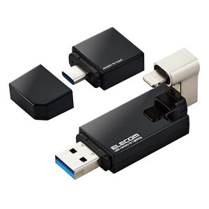 �G���R�� USB������ 32GB iPhone/iPad�Ή� [MFI�F�ؕi] ���C�g�j���O Type-C�ϊ��A�_�v�^�t �u���b�N MF-LGU3B032GBK