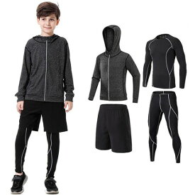 [MIIFIT] 子供服スポーツウェア コンプレッションウェア キッズ 上下セット長袖シャツ 半袖シャツ ハーフパンツ タイツ 通気防臭 トレーニングウェア ランニングウェア男女兼用 春夏秋冬