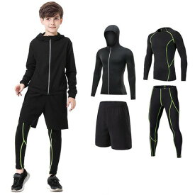 [MIIFIT] 子供服スポーツウェア コンプレッションウェア キッズ 上下セット長袖シャツ 半袖シャツ ハーフパンツ タイツ 通気防臭 トレーニングウェア ランニングウェア男女兼用 春夏秋冬