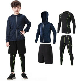 [MIIFIT] 子供服スポーツウェア コンプレッションウェア キッズ 上下セット長袖シャツ 半袖シャツ ハーフパンツ タイツ 通気防臭 トレーニングウェア ランニングウェア男女兼用 春夏秋冬