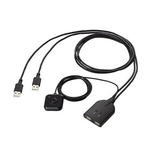 �G���R��(ELECOM) KVM�X�C�b�` �L�[�{�[�h�E�}�E�X�p �茳�X�C�b�`�t �u���b�N KM-A22BBK