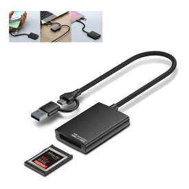 JJC XQD 専用カードリーダー USB 3.1 Gen1 高速 5Gbps USB-C/USB-A 2-in-1 設計 Android/Windows XP/Vista/7/8/8.1/10/11/Mac OS(M1&M2 CPU搭載システムを含む)/iOS/IPhone 15シリーズ携帯電話/デスクトップパソコン/ノートパ