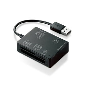 エレコム カードリーダー USB2.0 2倍速転送 ケーブル長10cm ケーブル収納タイプ ブラック MR-A012BK