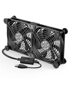 ELUTENG USB ��p�t�@�� 12cm 2�A USB�t�@�� �É� �h�U�S�����t�� 3�i�K���ʒ��� 1400RPM×2 ���u���\ 5V ���� ��p�N�[���[ ���^ PC/PS5/PS4/�m�[�g�p�\�R��/���[�^�[/�����ȂǑΉ� Dual USB Fan 12cm