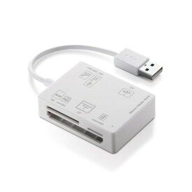 エレコム カードリーダー USB2.0 2倍速転送 ケーブル長10cm ケーブル収納タイプ ホワイト MR-A012WH