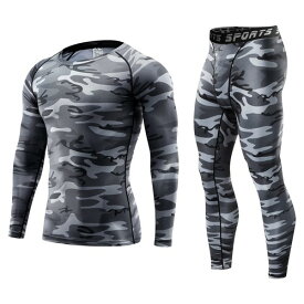 sillictor コンプレッション ウェア 上下 セット メンズ スポーツ アンダーシャツ + ロング タイツ3315+3316gr-3XL
