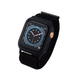�G���R�� Apple Watch (�A�b�v���E�H�b�`) �P�[�X �J�o�[ �o���h��̌^ 40mm [Apple Watch SE2 SE 6 5 4 �Ή�] �S�ʕی� �K���X �t�@�u���b�N���n �u���b�N AW-20SBCFBBK