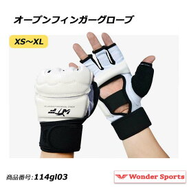 オープンフィンガー グローブ 左右両手セット ガード ムエタイ テコンドー 教室 キックボクシング 空手 武道 総合格闘技 パンチンググローブ ハーフフィンガー 肉厚パッド入り 手保護 防具 プロテクター フィストガード スポーツ用品 安全装備 MMA ジム 練習用品 114gl01
