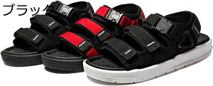 スポーツサンダル 三連ストラップ メンズ 厚底サンダル アウトドア 防滑 オフィス かかとあり ビーチサンダル ベルクロ 夏 通学 職場 マジック式 歩きやすい 大きいサイズ シンプル 男性用