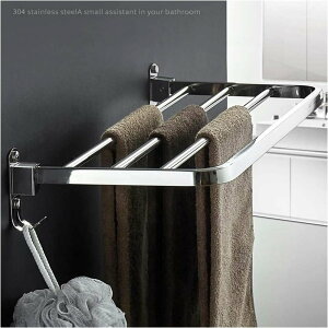 タオルバー浴室SU 304ステンレス鋼折りたたみ風呂タオル棚タオルラックトイレタオルぶら下げ壁掛け (40cm)