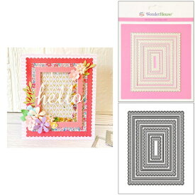 【456】/ワンダーハウス/ダイ（抜型）/スカラップ&ステッチ　ネスティング　レイヤー　長方形　スカラップ