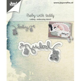 6002-1038/ジョイ・クラフツ/ダイ（抜型）/Baby with teddy baby socks and bear テディベア テキスト ライン