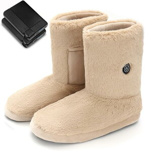 \期間限定 ポイント10倍/ フットウォーマー コードレス 足温器 【10秒で速暖 両面発熱 電池残量が一目瞭然!】 電気スリッパ バッテリー付き(8000mAh)*2個 45℃〜65℃ 3段階温度調節 NTC過熱保