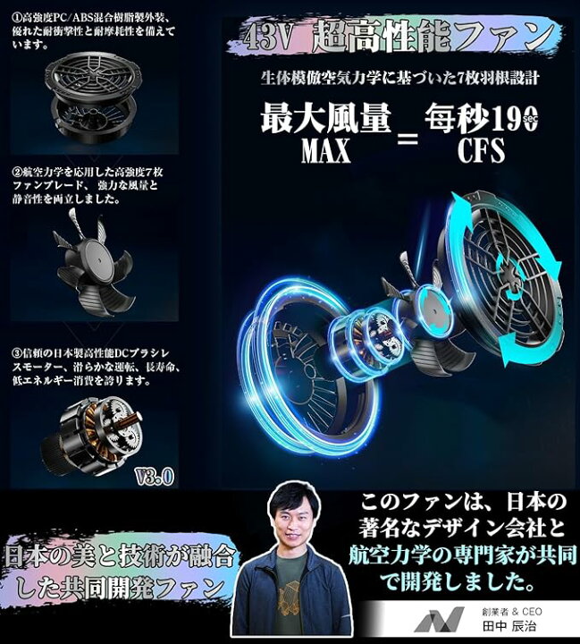 楽天市場】43Vファンバッテリーセット 世界最大級 空調作業服用ファン 