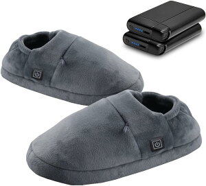 \期間限定 ポイント10倍/ 【コードなし 3秒で温度感知】電気スリッパ フットウォーマー 2個8000mAhバッテリー付き NTC過熱保護 30秒で速熱 自由に歩ける 3段階温度調節 電気足温器 防寒対策