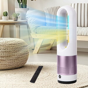 タワーファン【2025冷暖両用 羽根なし】セラミックヒーター ECO恒温機能搭載 20℃~ 35℃温風温度調節可能 8段階送風調節 3段階温風調節 80°首振り 強風モード おやすみモード 9Hタイミング機能