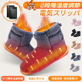 ＼期間限定 ポイント20倍／ 電気スリッパ 足温器 2025最新設計 日本製ヒーター 8秒で速暖 両面発熱 フットウォーマー 左右分離式 コードレス 電気足温器 5段階温度調節 2個8000mAhモバイルバッテリー付き ドローコード付き 加熱スリッパ 洗濯可能 男女兼用 足冷え対策 省エネ