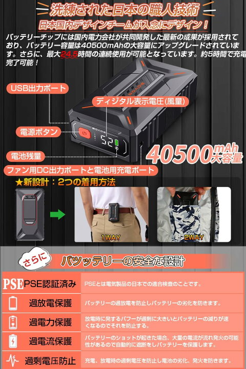 楽天市場】52V超暴風 ファンバッテリーセット 40500mAh大容量 
