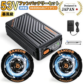 [即日出荷]＼期間限定 ポイント10倍／【2026最新モデル&46500mAhバッテリー付き】大人気！作業服用 53Vファンバッテリーセット 最大14時間連続稼働 7段階風量調節 2種類モード搭載 空調ファンセット PSE認証済 日本語説明書付き