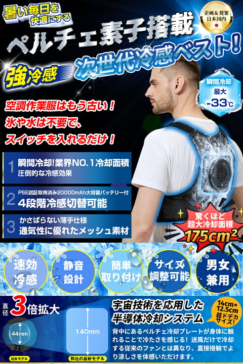 楽天市場】ペルチェベスト 【驚くほど涼しい超冷感！2026業界最大面積 