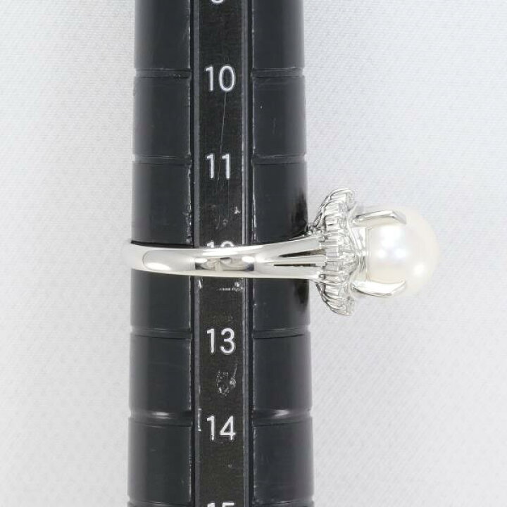 楽天市場】PT900 プラチナ リング 指輪 12号 パール 約9mm ダイヤ 0.32  