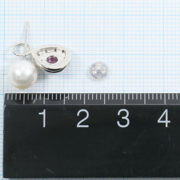 楽天市場】PT850 プラチナ PT900 ピアス パール ルビー 0.23 ダイヤ  