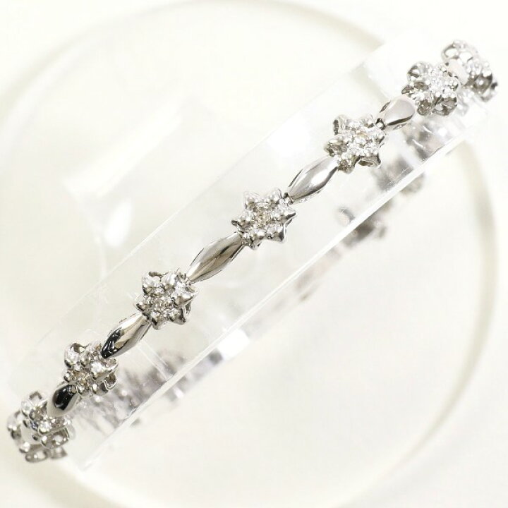 楽天市場】K10WG ブレスレット ダイヤ 総重量約3.8g 約17.5cm 