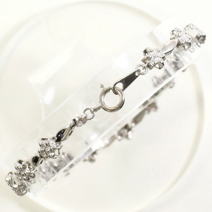 楽天市場】K10WG ブレスレット ダイヤ 総重量約3.8g 約17.5cm 