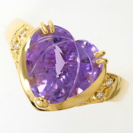 K18YG リング・指輪 11号 アメジスト 2.53ct ダイヤ 0.04ct カード鑑別書 総重量約4.1g ジュエリー 送料無料 新品同様 【中古】 ギフトラッピング無料