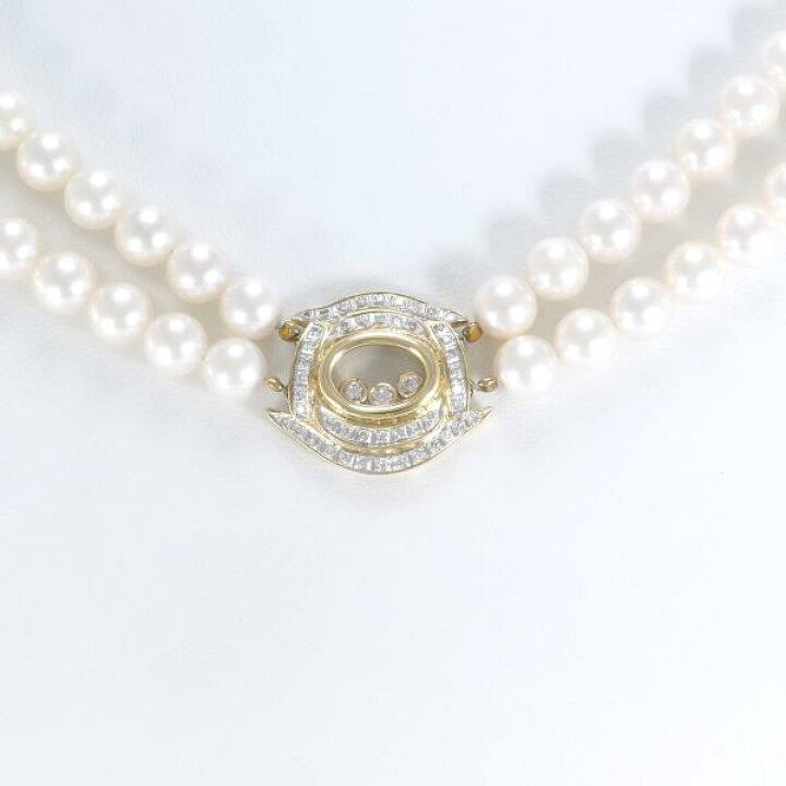 真珠ネックレス14k wg ダイヤ - ネックレス 