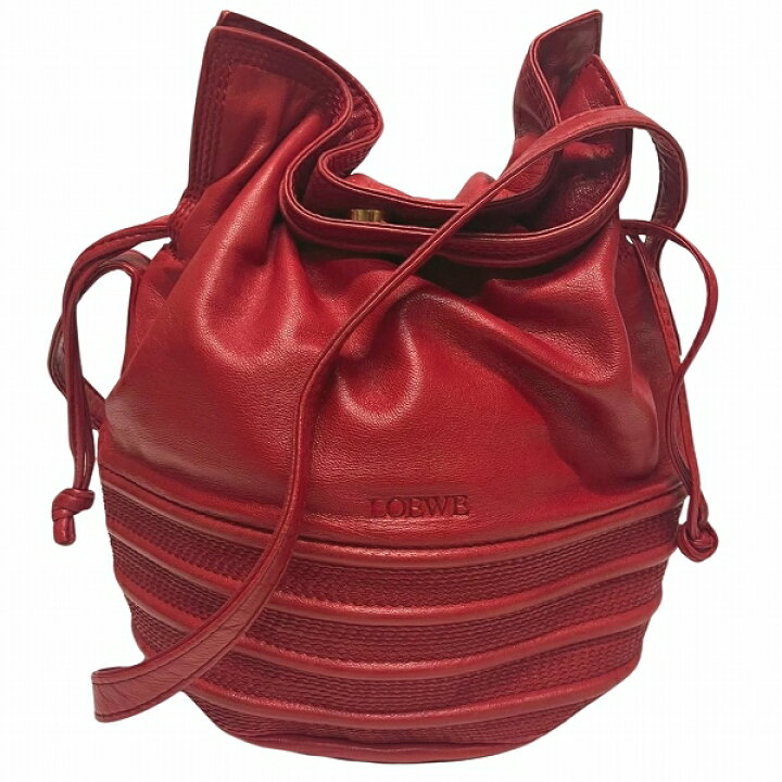 楽天市場】ロエベ LOEWE ナッパレザー レッド 巾着 バッグ ショルダー 