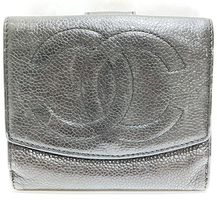 楽天市場】シャネル CHANEL キャビアスキン Wホック財布 2つ折り財布  