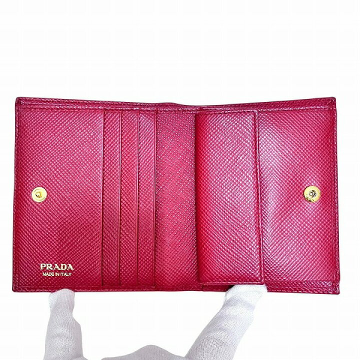 楽天市場】プラダ PRADA サフィアーノ 1MV204 レッド 財布 2つ折り財布  
