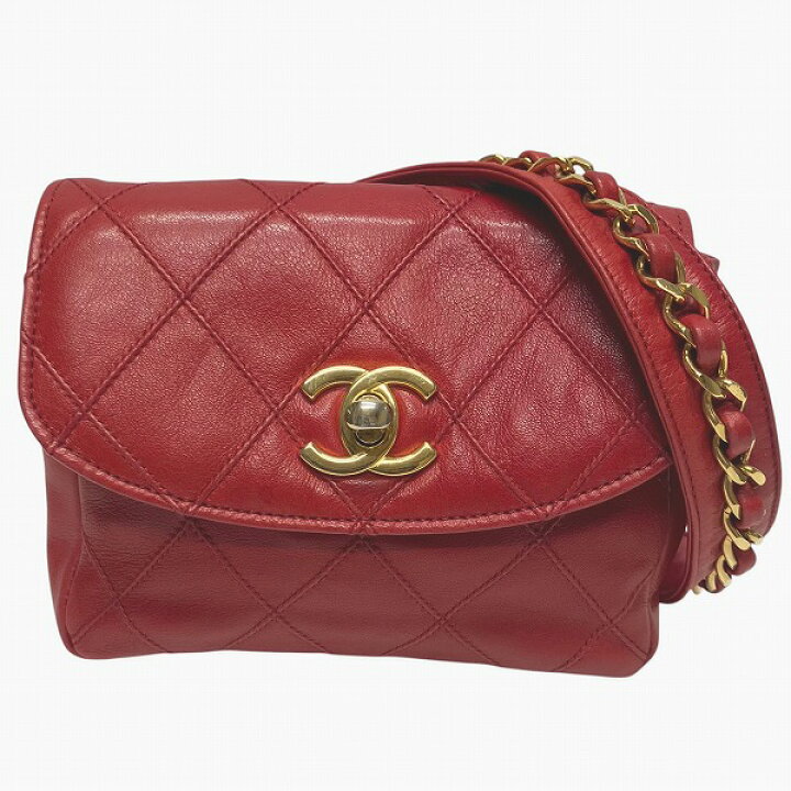 楽天市場】シャネル CHANEL ビコローレ レッド レザー チェーン バッグ 