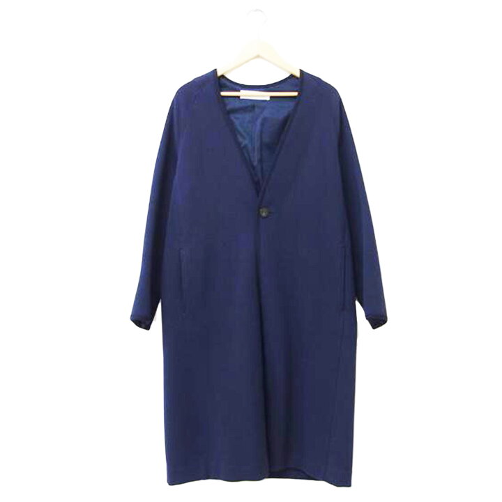 楽天市場】GALERIE VIE/パイピングノーカラーコート ネイビー サイズ36  