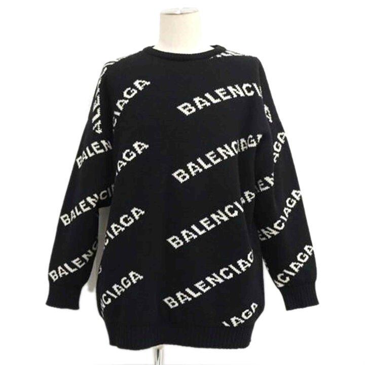 楽天市場】BALENCIAGA バレンシアガ/総柄ロゴクルーネッックセーター  