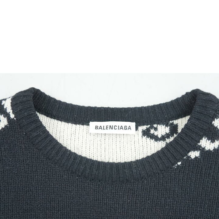 楽天市場】BALENCIAGA バレンシアガ/総柄ロゴクルーネッックセーター  