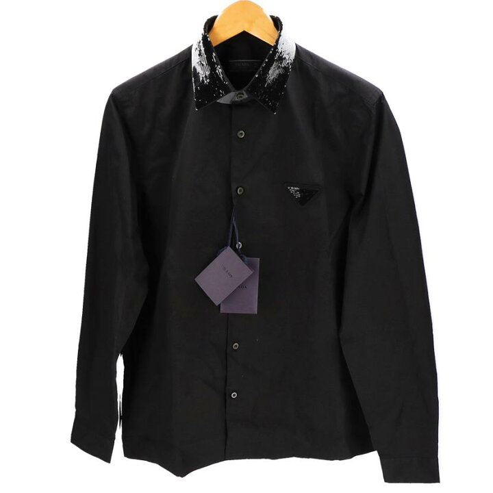 楽天市場】プラダ PRADA/ブラックコットン長袖シャツ メンズ サイズ40 